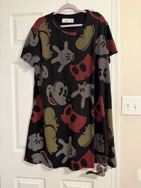 Disney Black Mini Dress with Red, Yellow and Gray Graphic Print